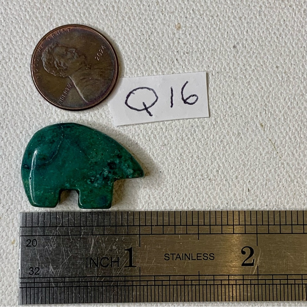 Chrysocolla Bear Fetish Bead Native American Zuni Style Top Drilled Animal 1” - Picture 13 of 15